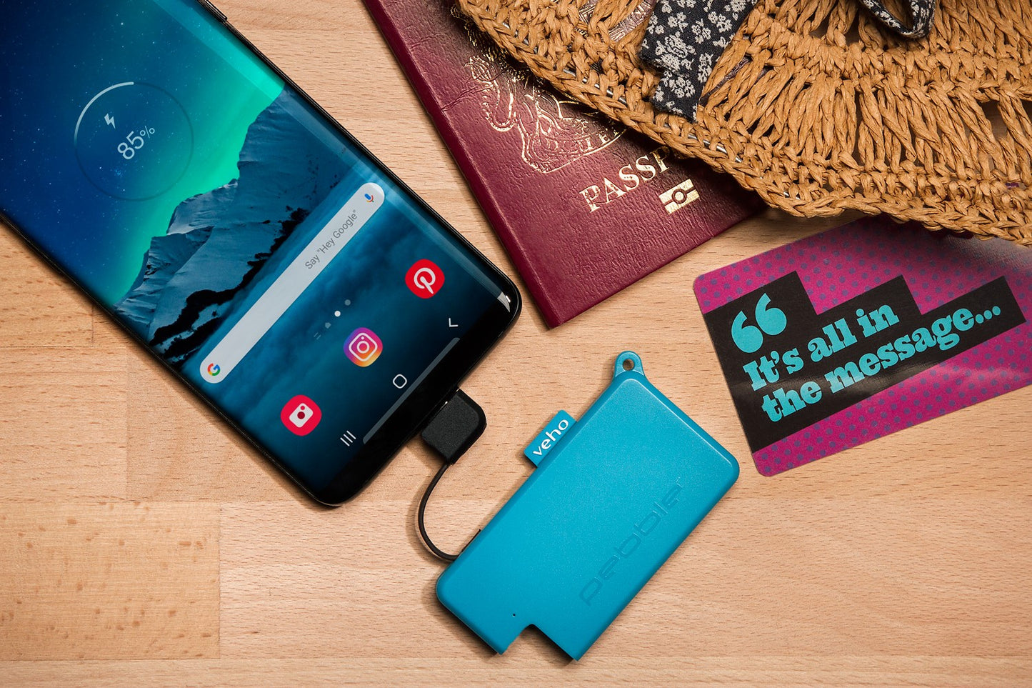 Veho Pebble POKKET 1000mah micro sized keyfob power bank - Blue