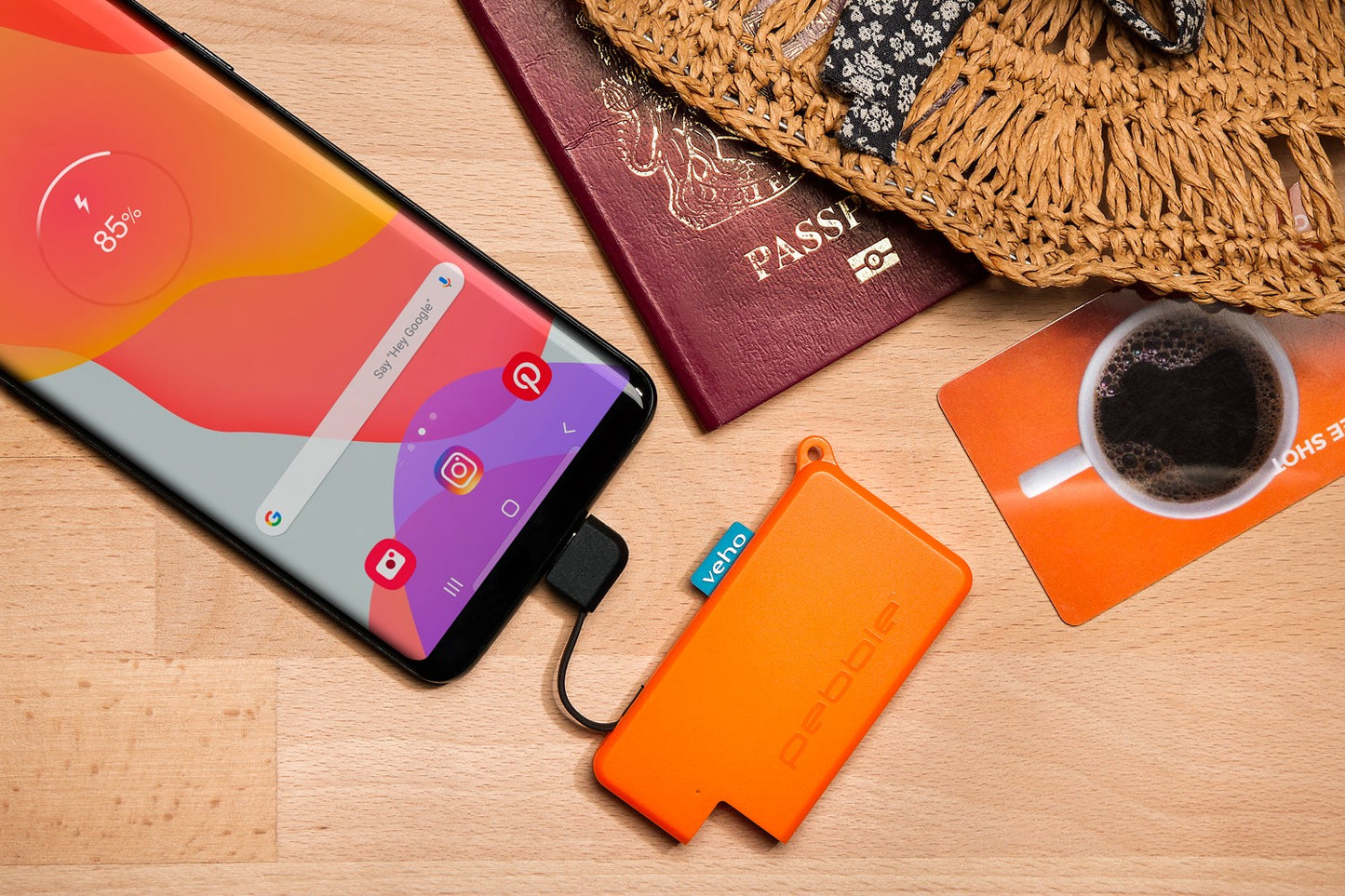 Veho Pebble POKKET 1000mah micro sized keyfob power bank - Orange